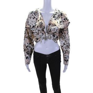 Muze New York Women's Long Sleeves Floral Wrap Tie Waist Blouse Size S